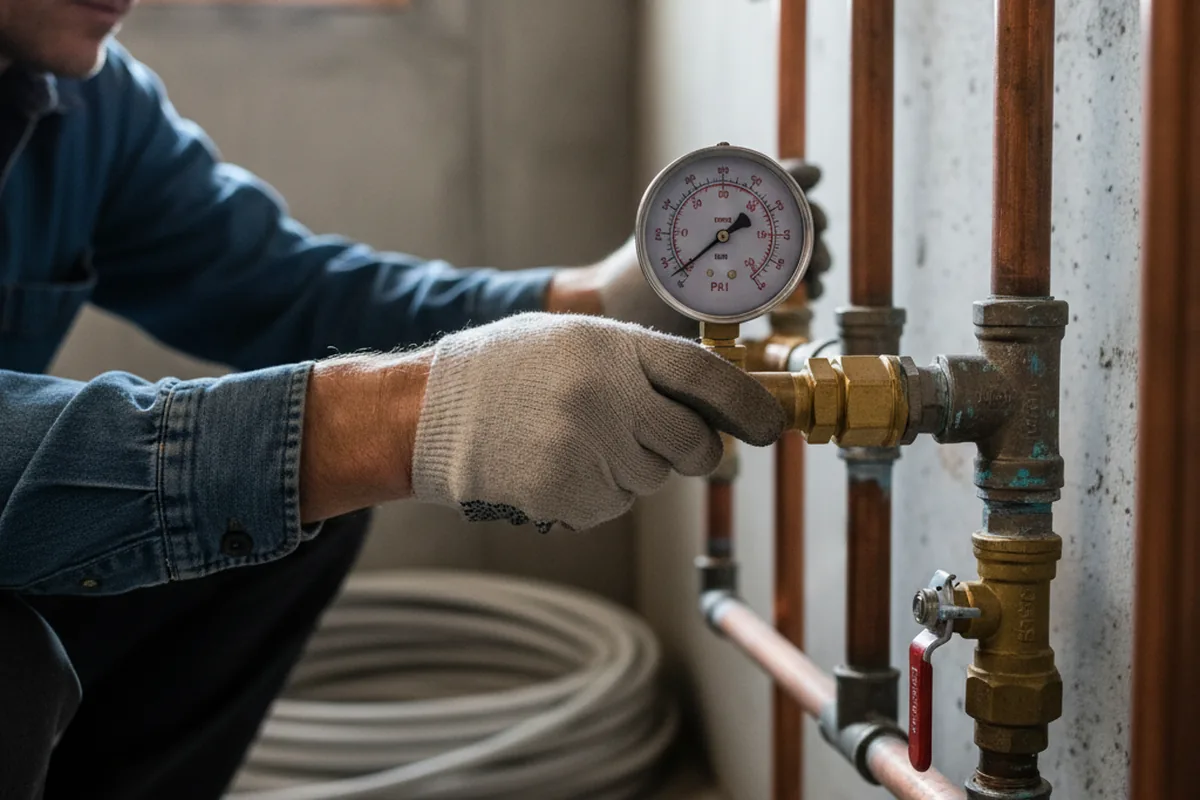 Pressure testing a repaired line during Water Line Repair in Crawfordville